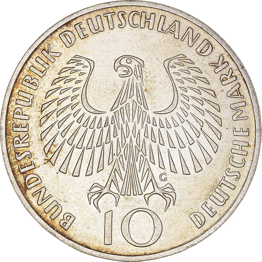 Coin, GERMANY - FEDERAL REPUBLIC, 10 Mark, 1972, Karlsruhe, AU(50-53), Silver