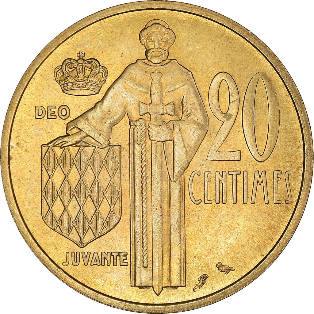 Coin, Monaco, Rainier III, 20 Centimes, 1962, AU(55-58), Aluminum-Bronze, KM:143