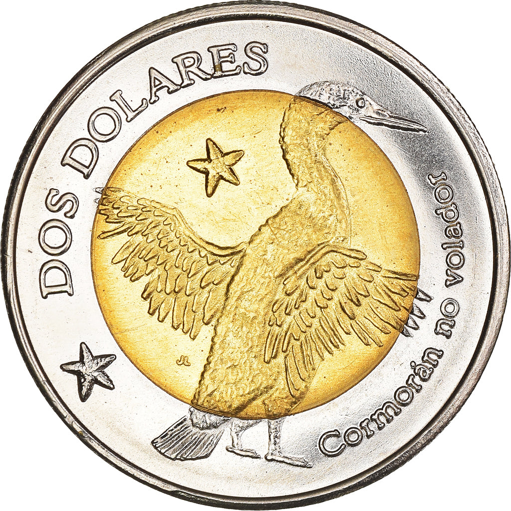 Coin, GALAPAGOS ISLANDS, 2 Dolares, 2008, MS(65-70), Bi-Metallic, KM:7