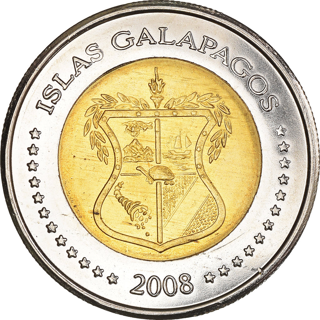 Coin, GALAPAGOS ISLANDS, 2 Dolares, 2008, MS(65-70), Bi-Metallic, KM:7