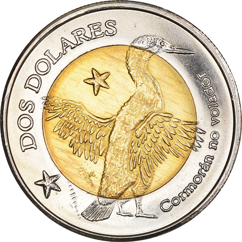Coin, GALAPAGOS ISLANDS, 2 Dolares, 2008, MS(65-70), Bi-Metallic, KM:7