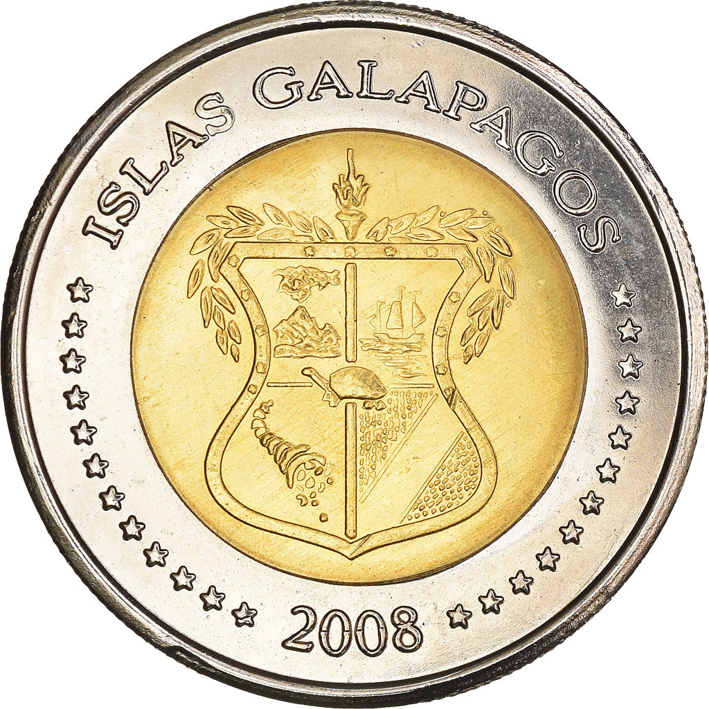 Coin, GALAPAGOS ISLANDS, 2 Dolares, 2008, MS(65-70), Bi-Metallic, KM:7