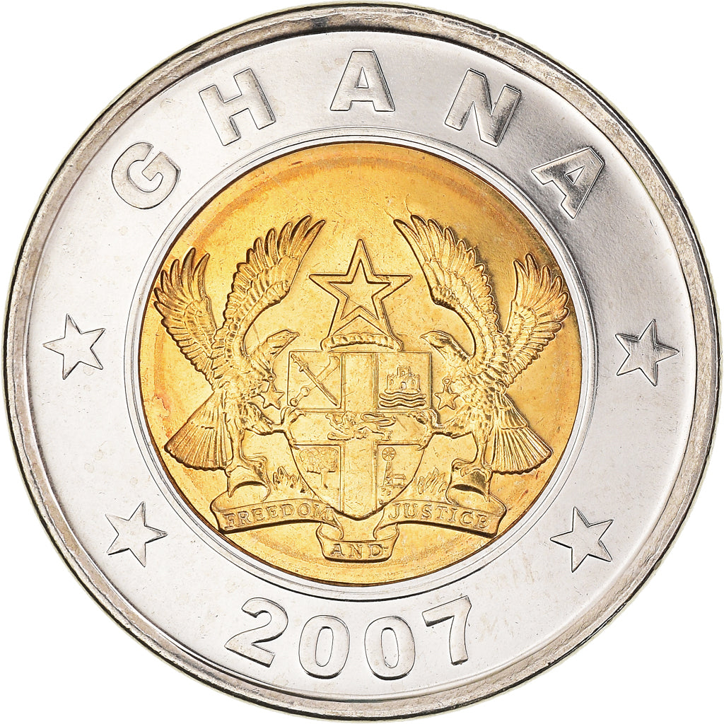 Coin, Ghana, Cedi, 2007, MS(65-70), Bi-Metallic, KM:42
