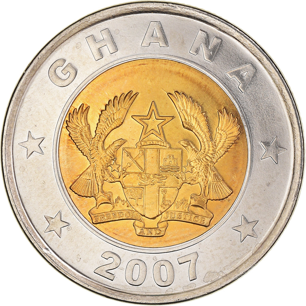 Coin, Ghana, Cedi, 2007, MS(65-70), Bi-Metallic, KM:42