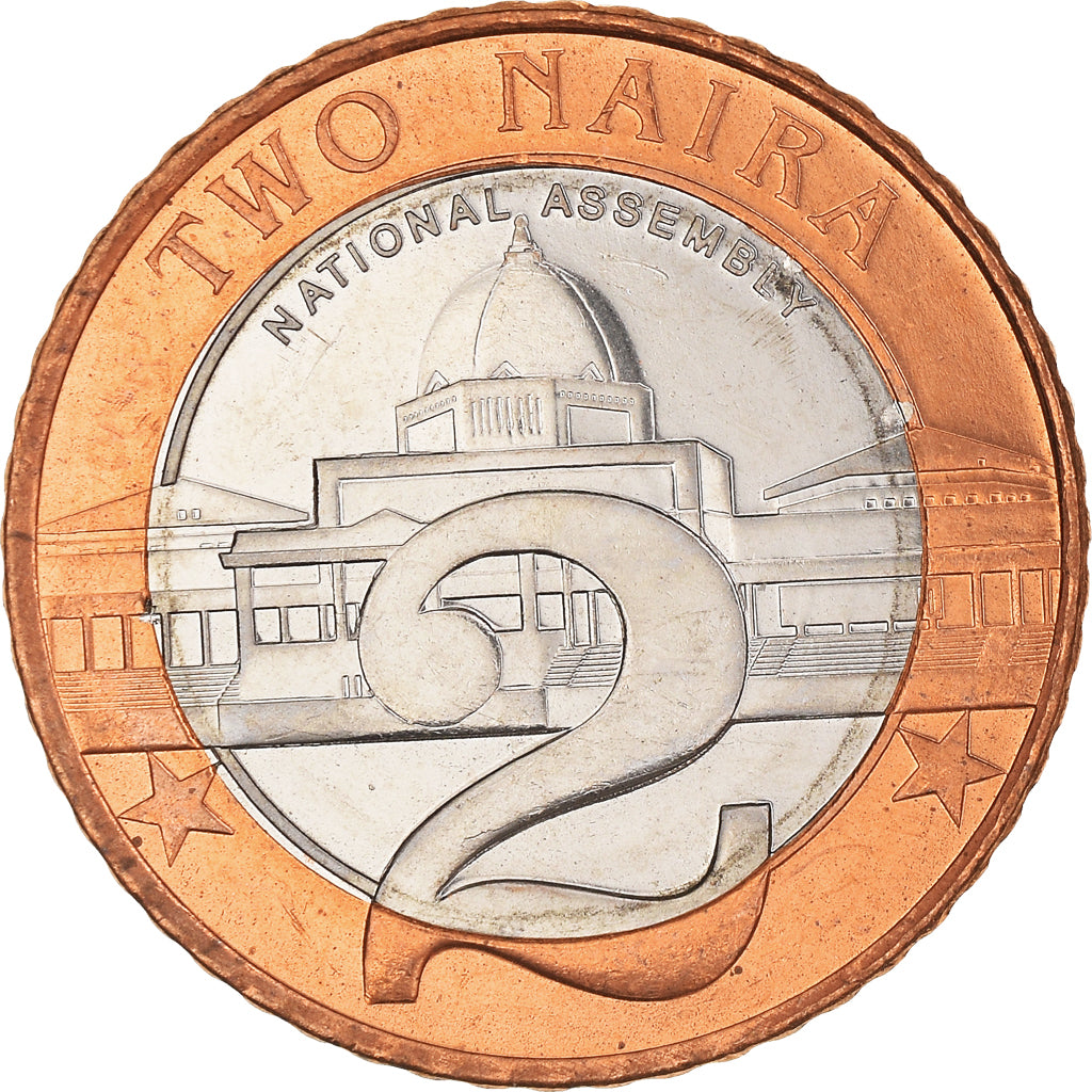 Coin, Nigeria, 2 Naira, 2006, MS(65-70), Bi-Metallic, KM:19