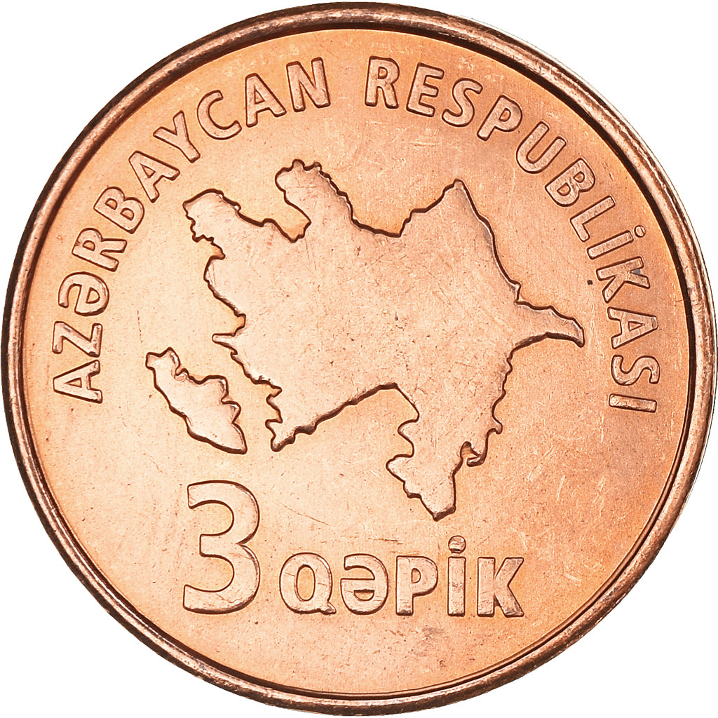 Coin, Azerbaijan, 3 Qapik, Undated (2006), AU(55-58), Copper Plated Steel, KM:40