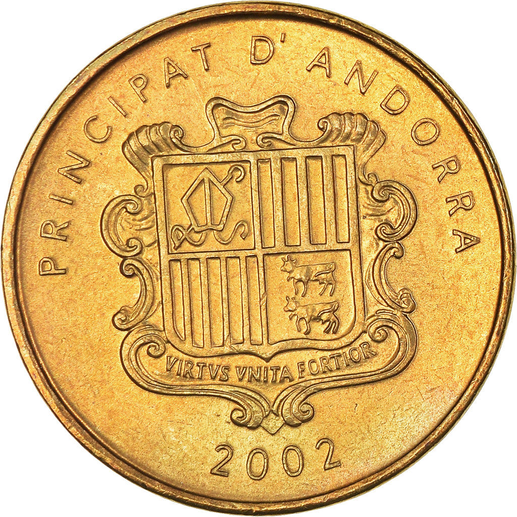 Moneta, Andorra, 2 Centims, 2002, MS(63), Mosiądz, KM:179