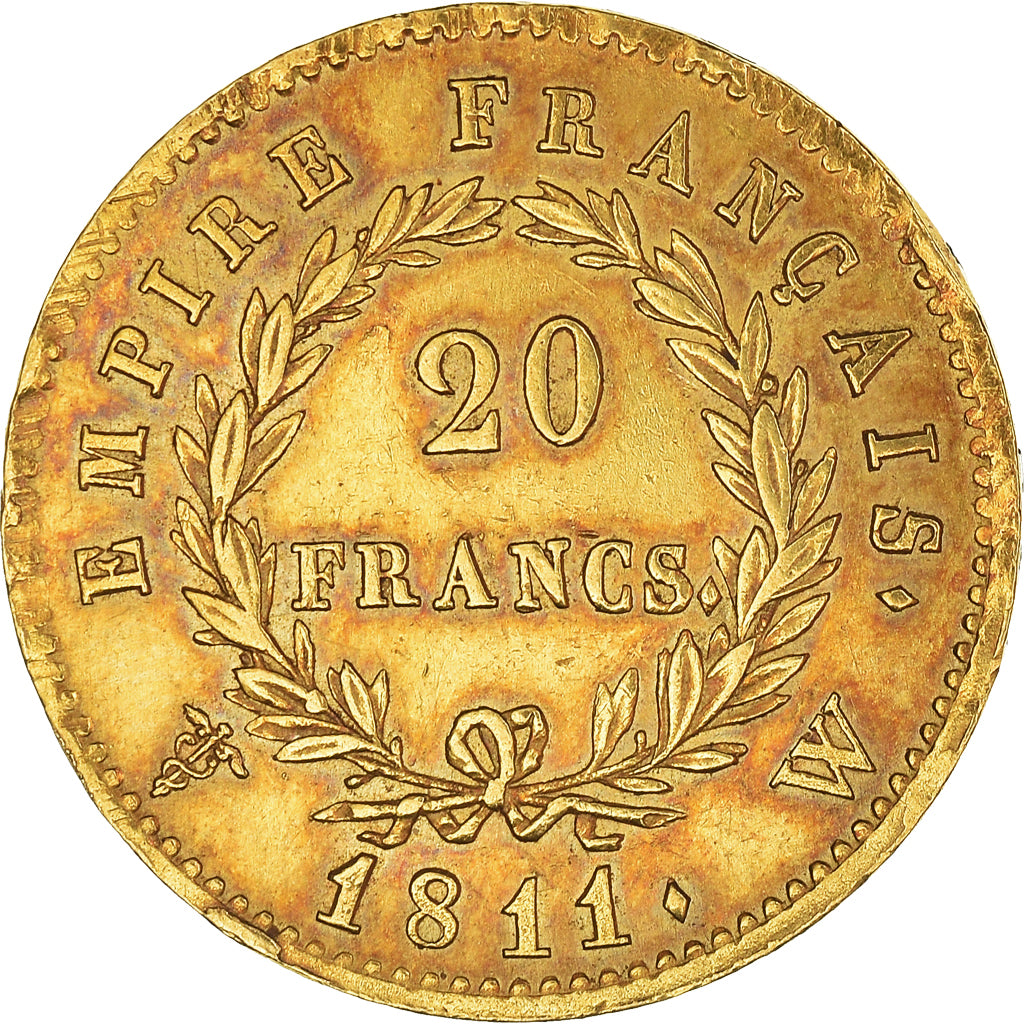 Moeda, França, Napoléon I, 20 Francs, 1811, Lille, EF(40-45), Dourado