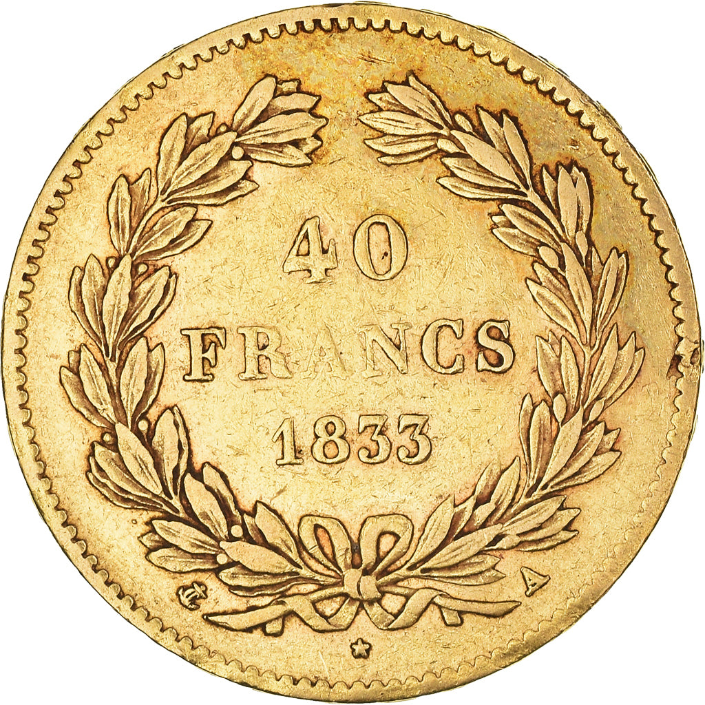 Munten, Frankrijk, Louis-Philippe, 40 Francs, 1833, Paris, FR+, Goud, KM:747.1