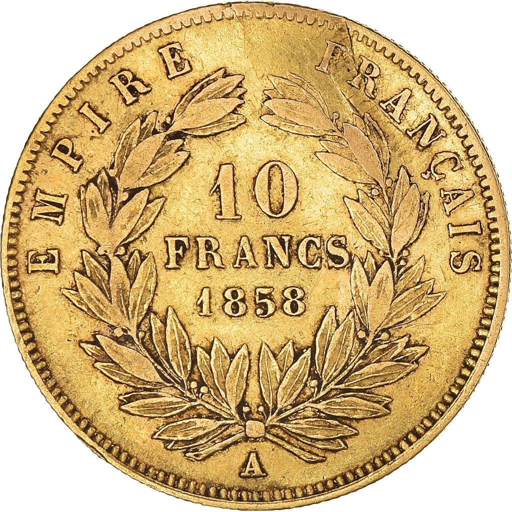 Moneta, Francja, Napoléon III, 10 Francs, 1858, Paris, Coins choqués