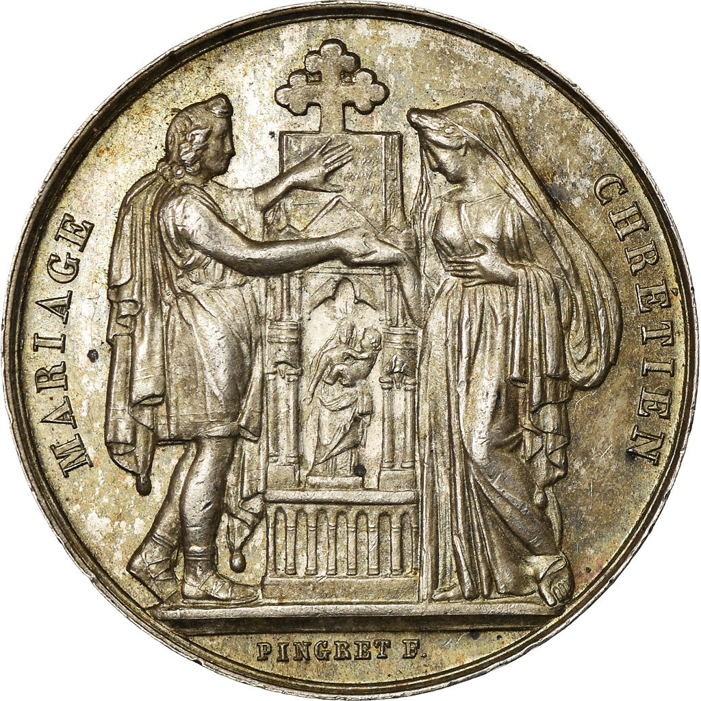 Frankreich, Medaille, Mariage Chrétien, Religions & beliefs, Pingret, VZ+