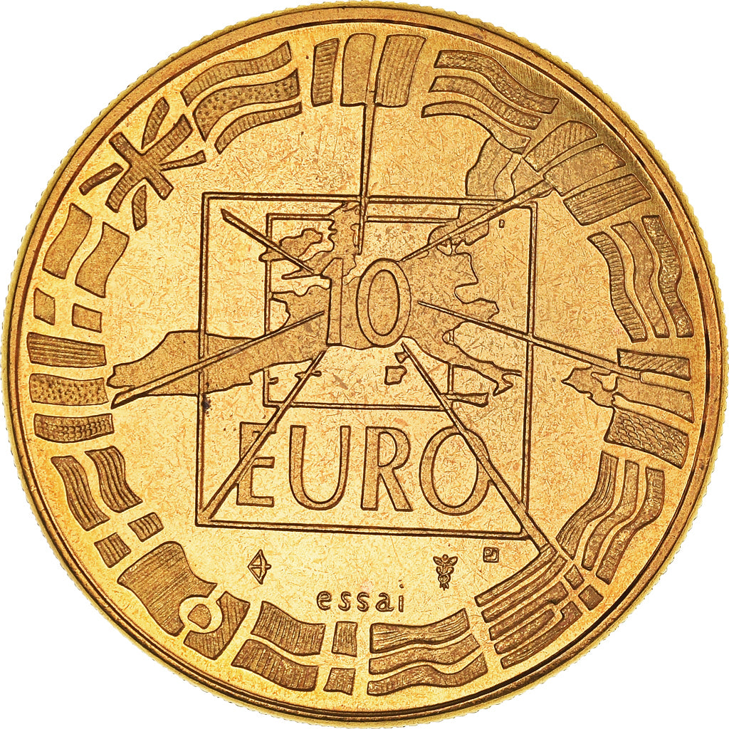 France, Medal, 10 Euro, De Gaulle-Adenauer, Politics, Society, War, 1998