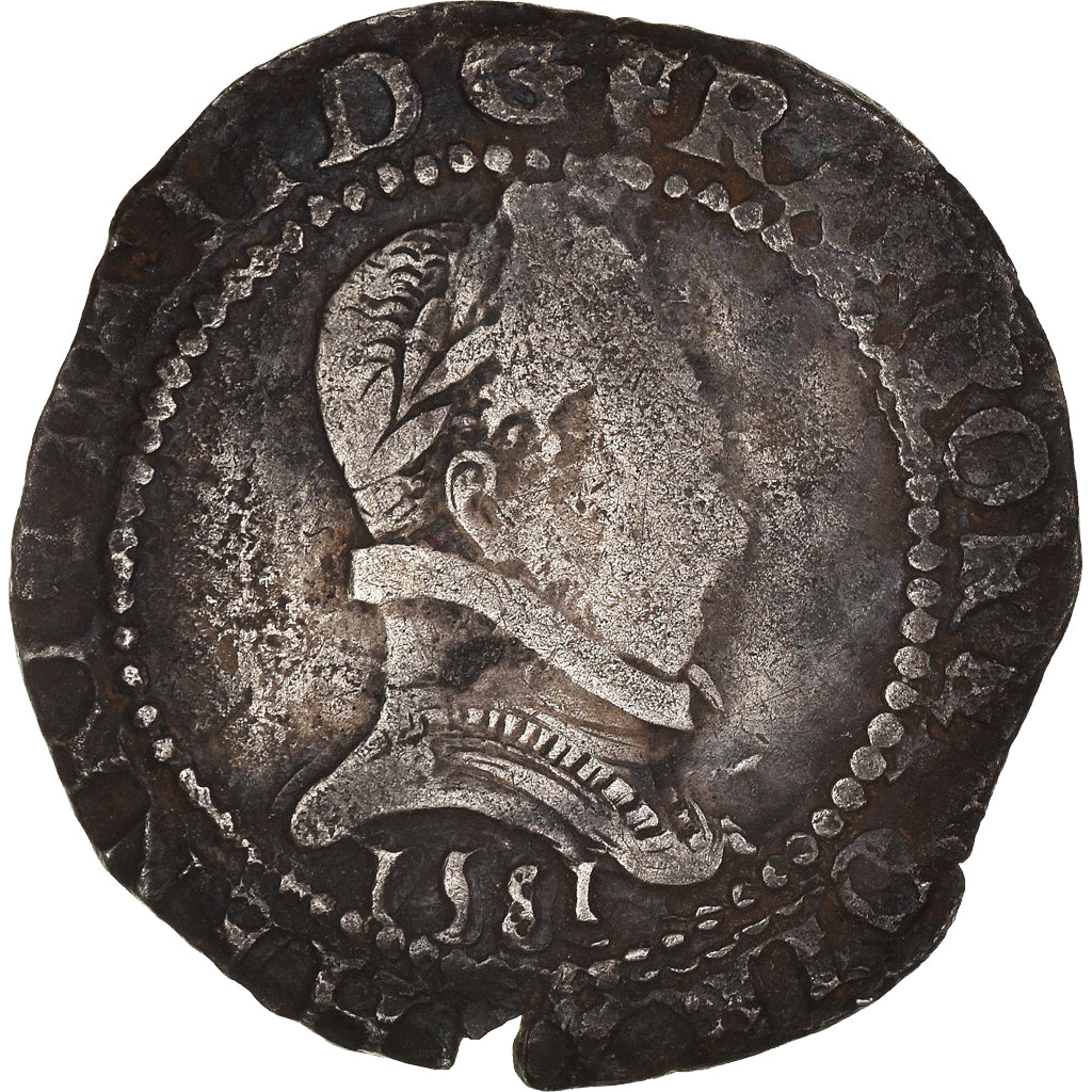 Munten, Frankrijk, Franc au Col Plat, 1581, Bayonne, Henri III, FR, Zilver