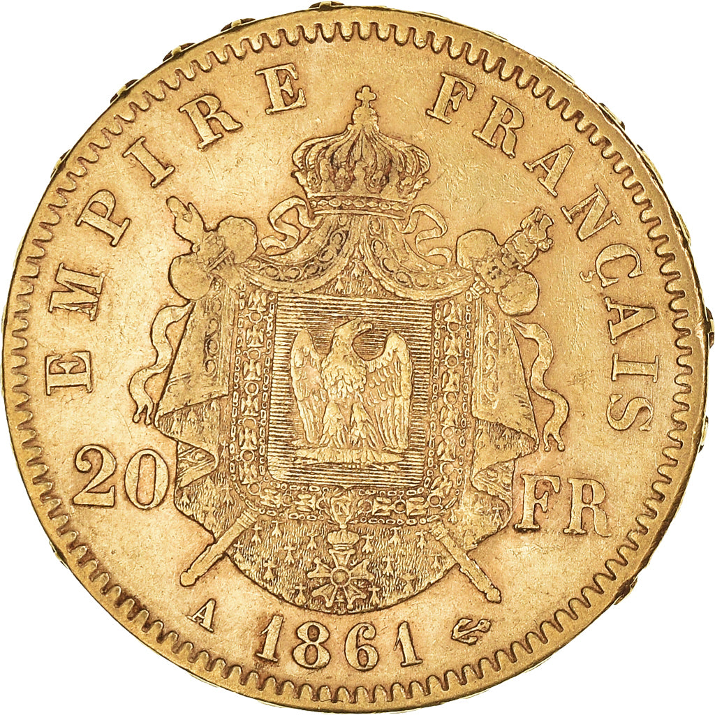 Monnaie, France, Napoleon III, 20 Francs, 1861, Paris, TTB+, Or, Gadoury:1062