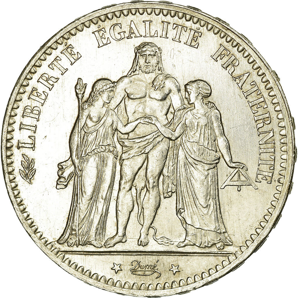 Coin, France, Hercule, 5 Francs, 1876, Paris, MS(60-62), Silver, Gadoury:745a