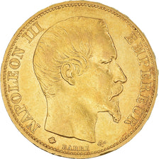 Moneda, Francia, Napoleon III, 20 Francs, 1859, Strasbourg, MBC+, Oro, KM:781.2