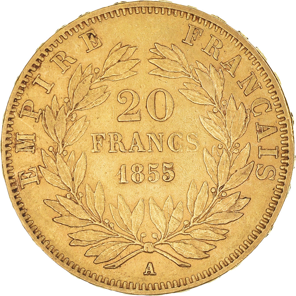 Moeda, França, Napoleon III, Napoléon III, 20 Francs, 1855, Paris, AU(50-53)