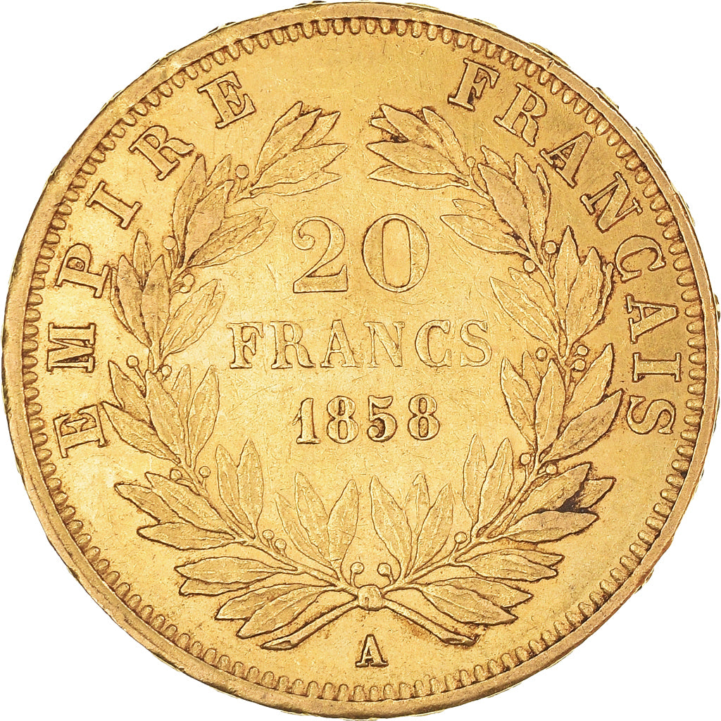 Monnaie, France, Napoleon III, 20 Francs, 1858, Paris, TTB+, Or, Gadoury:1061