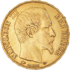 Moneta, Francia, Napoleon III, 20 Francs, 1858, Paris, BB+, Oro, KM:781.1
