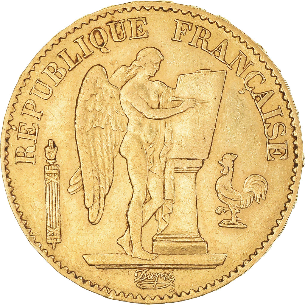 Moneda, Francia, Génie, 20 Francs, 1876, Paris, MBC+, Oro, KM:825, Gadoury:1063