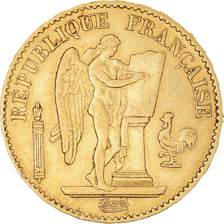 Moneda, Francia, Génie, 20 Francs, 1876, Paris, MBC+, Oro, KM:825, Gadoury:1063
