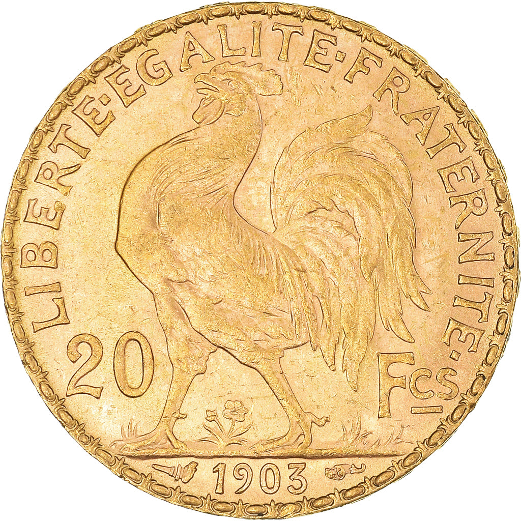 Coin, France, Marianne, 20 Francs, 1903, Paris, Coq, AU(55-58), Gold, KM:847