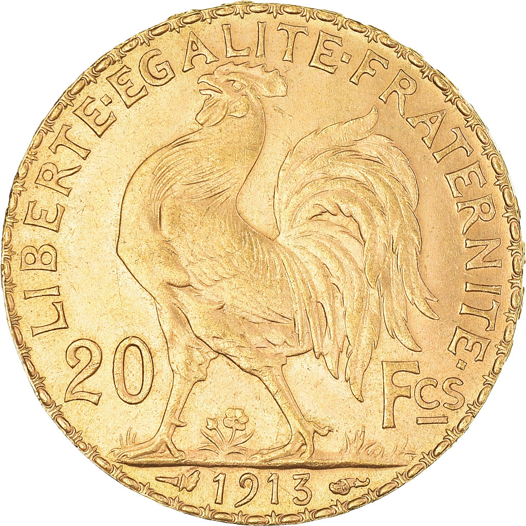 Munten, Frankrijk, Marianne, 20 Francs, 1913, Paris, Coq, PR, Goud, KM:857
