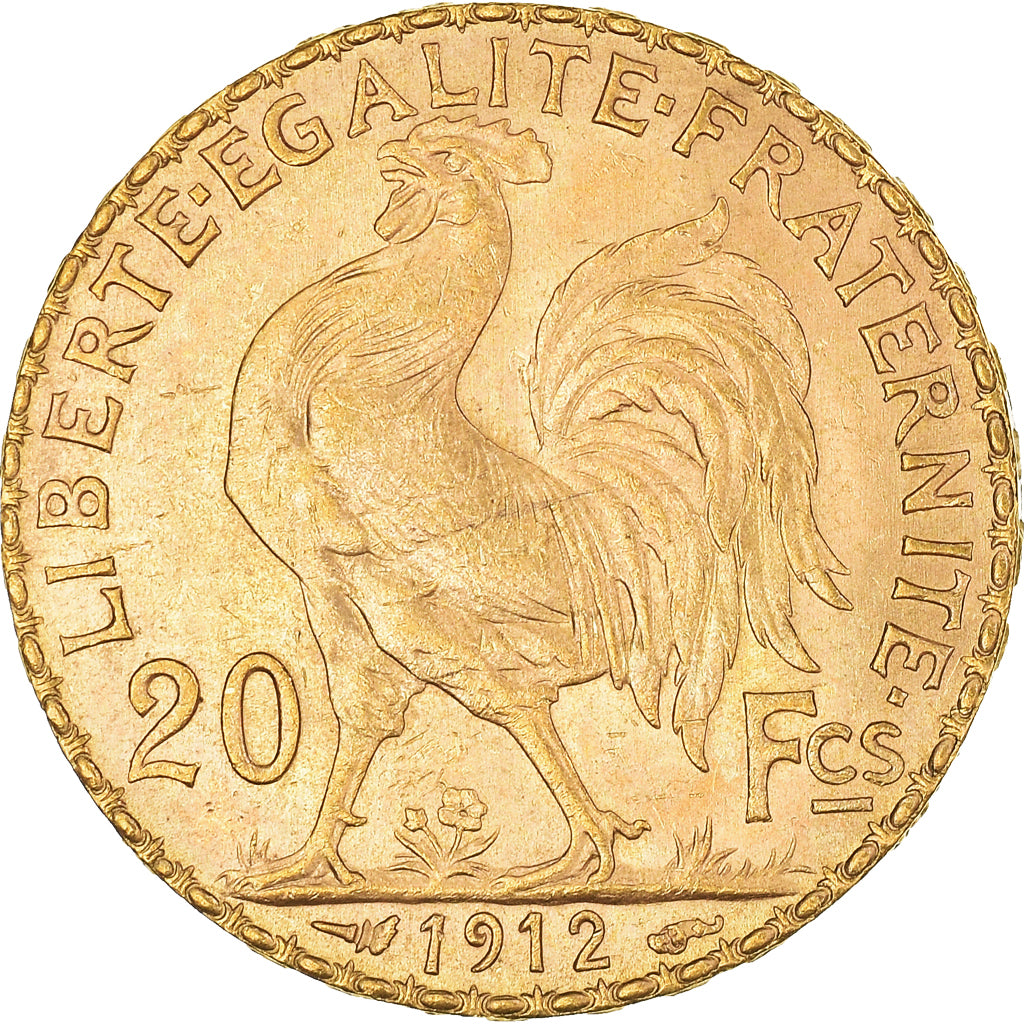 Moneta, Francia, Marianne, 20 Francs, 1912, Paris, Coq, SPL-, Oro, KM:857