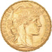 Moeda, França, Marianne, 20 Francs, 1909, Paris, Coq, AU(55-58), Dourado
