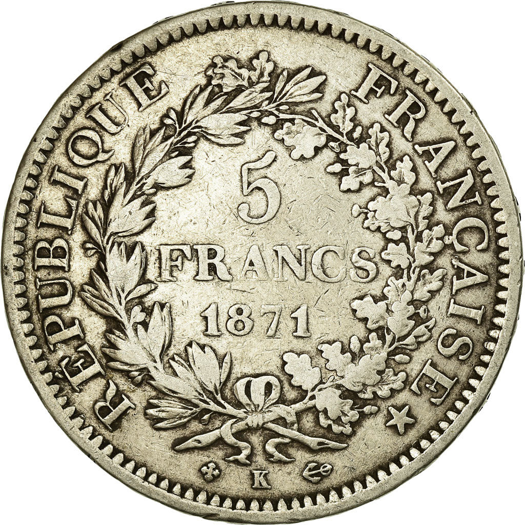 Münze, Frankreich, Hercule, 5 Francs, 1871, Bordeaux, SS, Silber, Gadoury:745