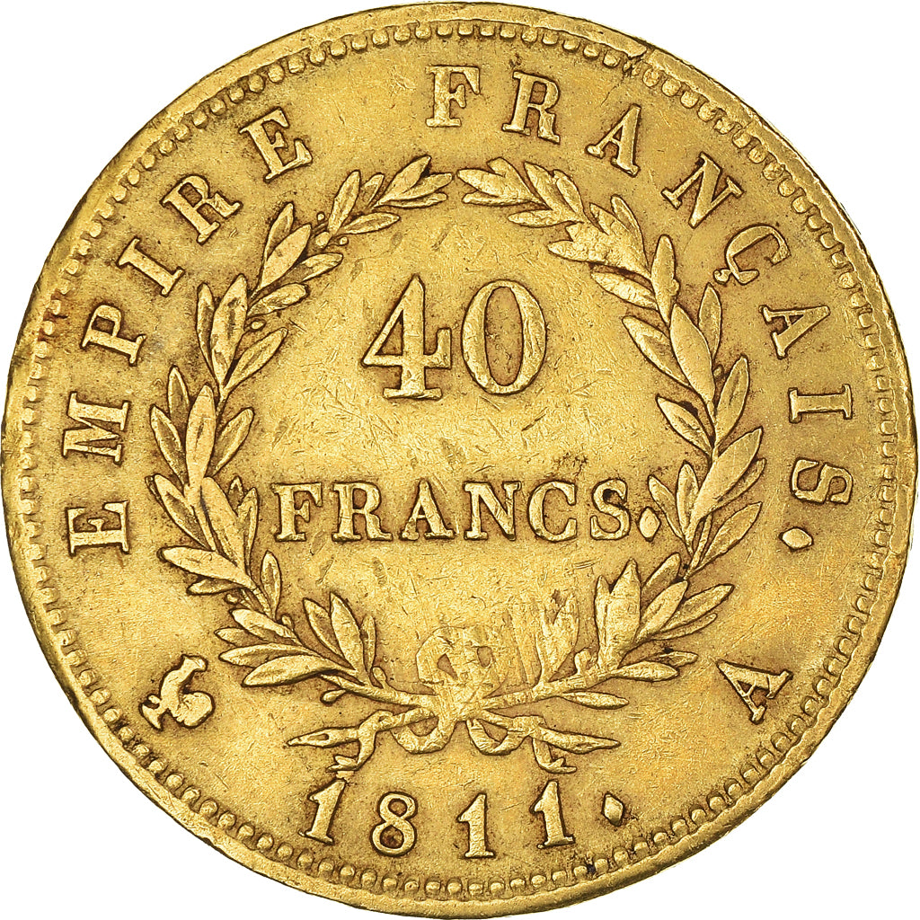 Münze, Frankreich, Napoleon I, 40 Francs, 1811, Paris, SS, Gold, KM:696.1