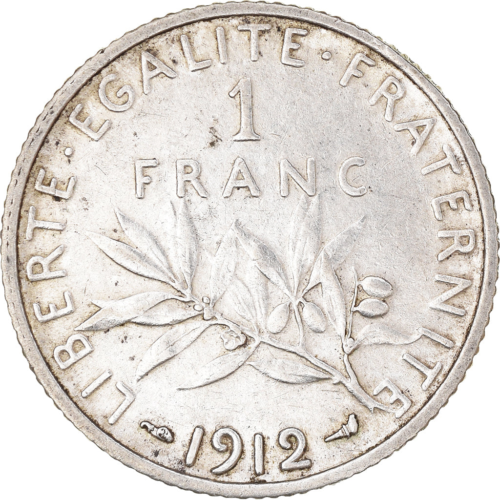 Münze, Frankreich, Semeuse, Franc, 1912, Paris, 1 Franc, S+, Silber, KM:844.1
