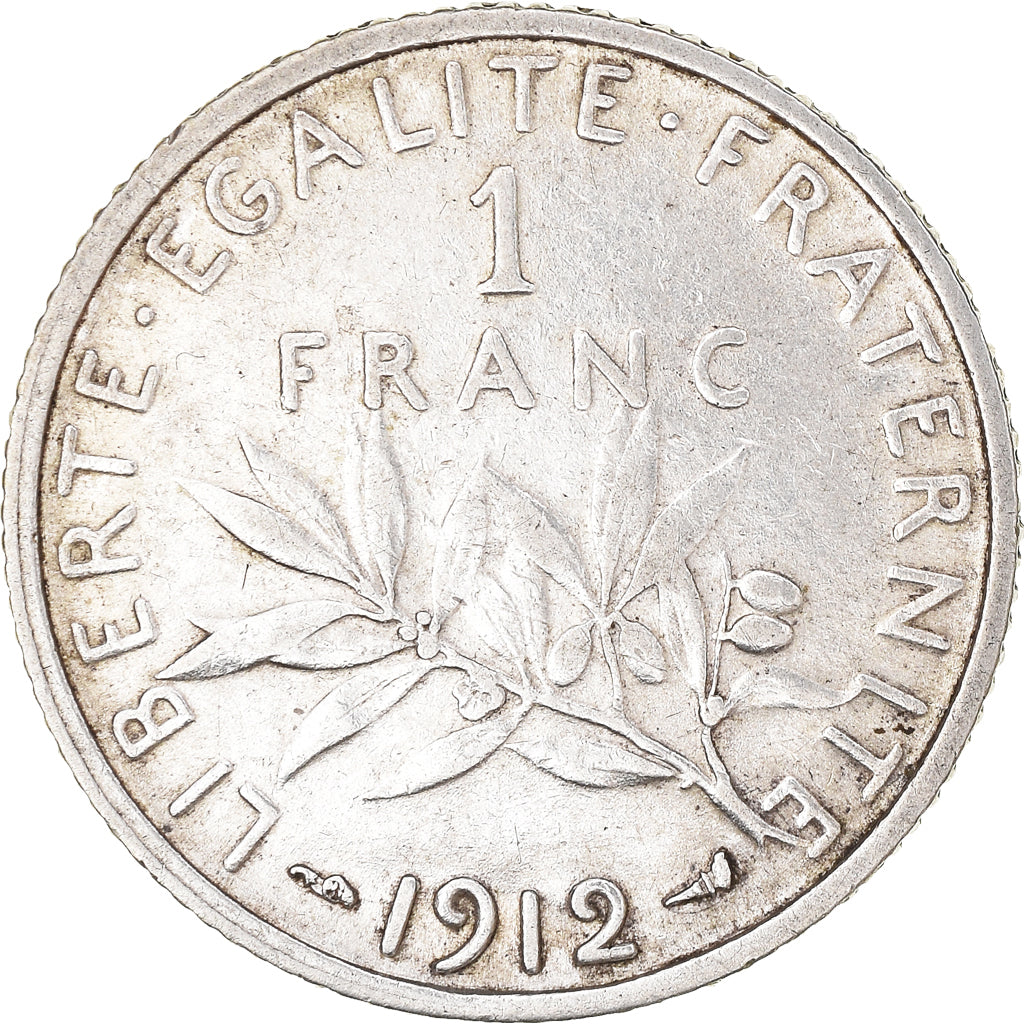 Munten, Frankrijk, Semeuse, Franc, 1912, Paris, 1 Franc, FR+, Zilver, KM:844.1