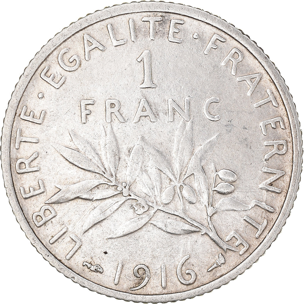 Coin, France, Semeuse, Franc, 1916, Paris, 1 Franc, AU(50-53), Silver, KM:844.1