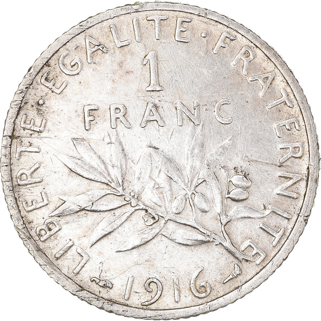 Moneta, Francia, Semeuse, Franc, 1916, Paris, 1 Franc, BB+, Argento, KM:844.1