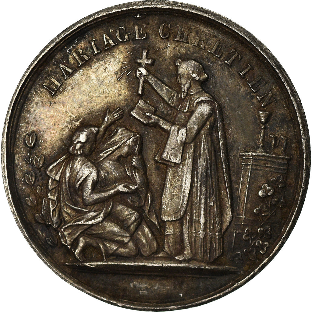 France, Medal, Mariage Chrétien, Religions & beliefs, AU(55-58), Silver