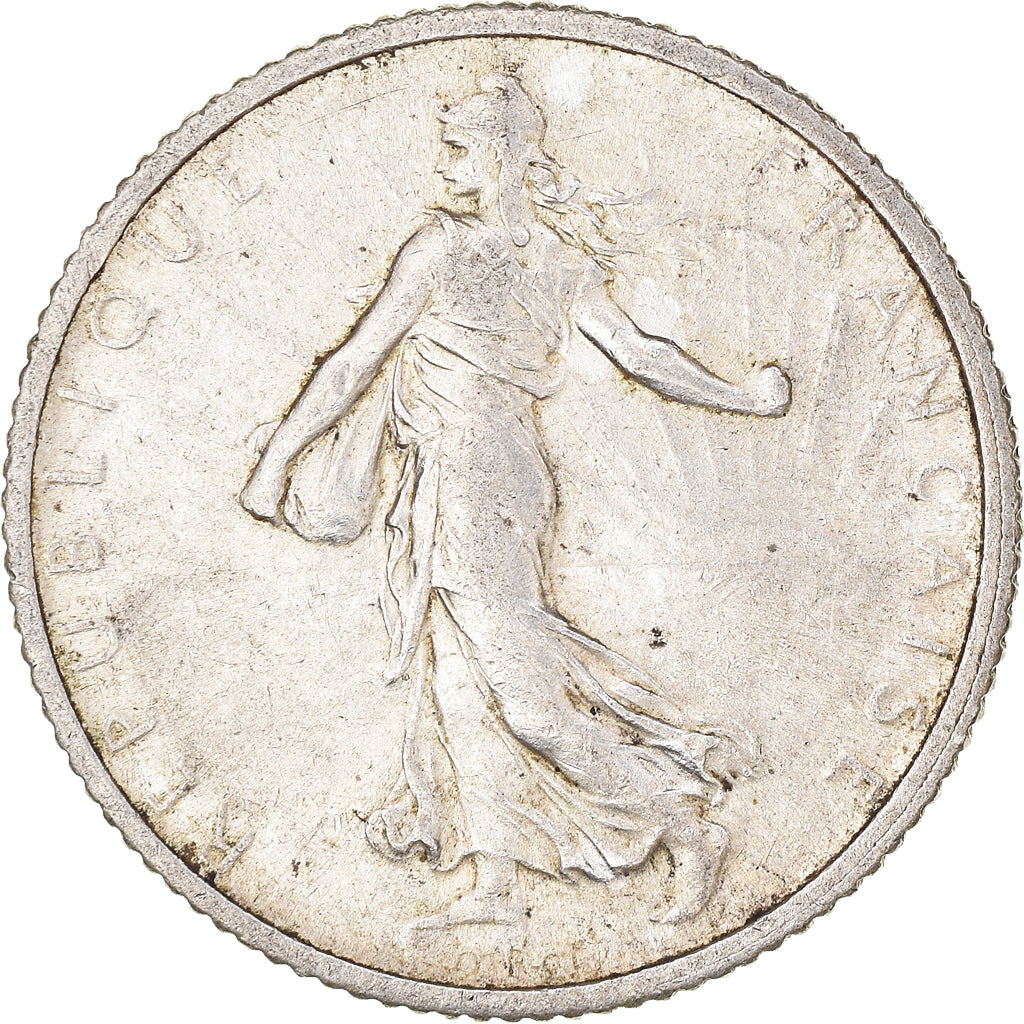 Moeda, França, Semeuse, Franc, 1916, Paris, 1 Franc, AU(50-53), Prata