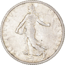 Moeda, França, Semeuse, Franc, 1916, Paris, 1 Franc, AU(50-53), Prata