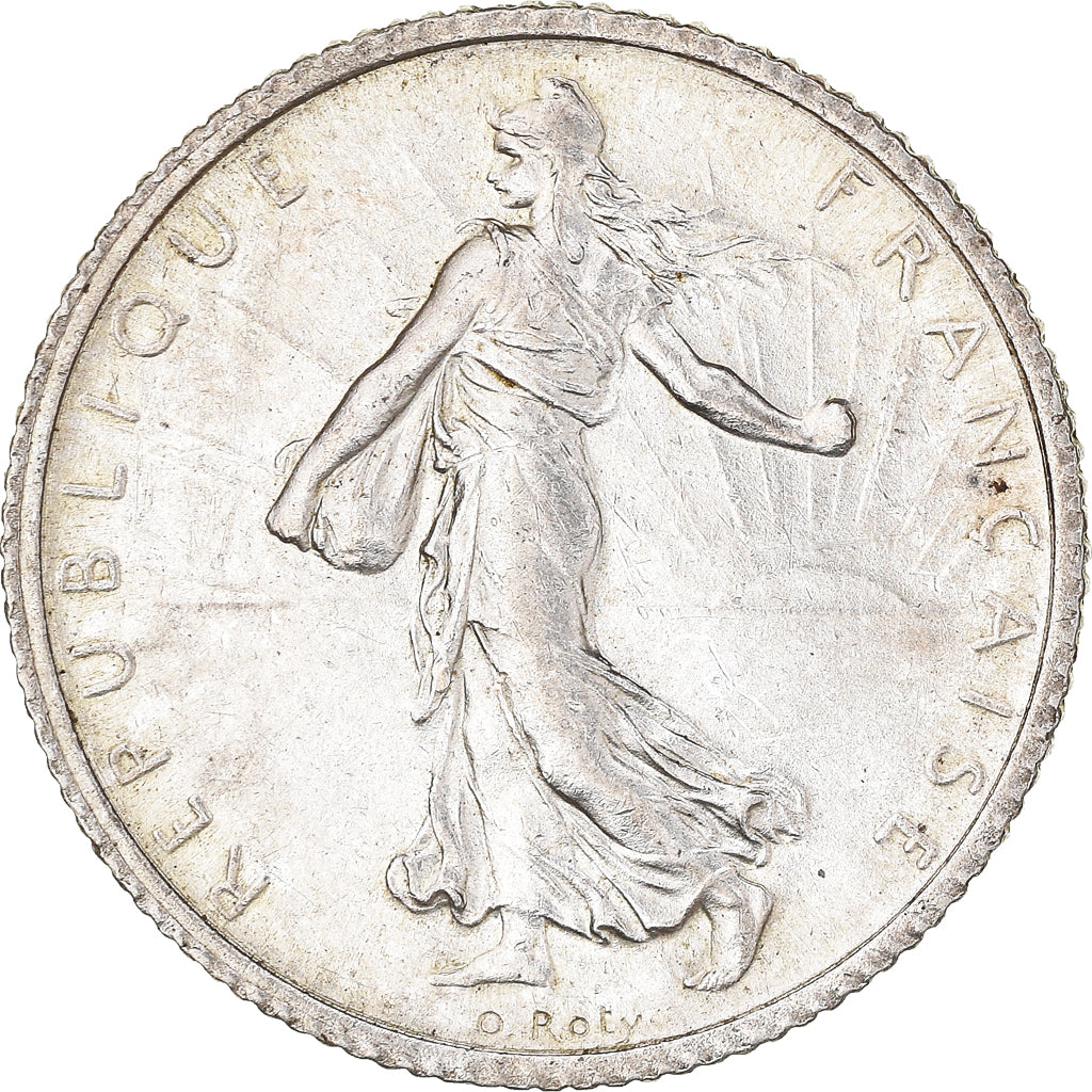Moneta, Francja, Semeuse, Franc, 1916, Paris, 1 Franc, AU(50-53), Srebro