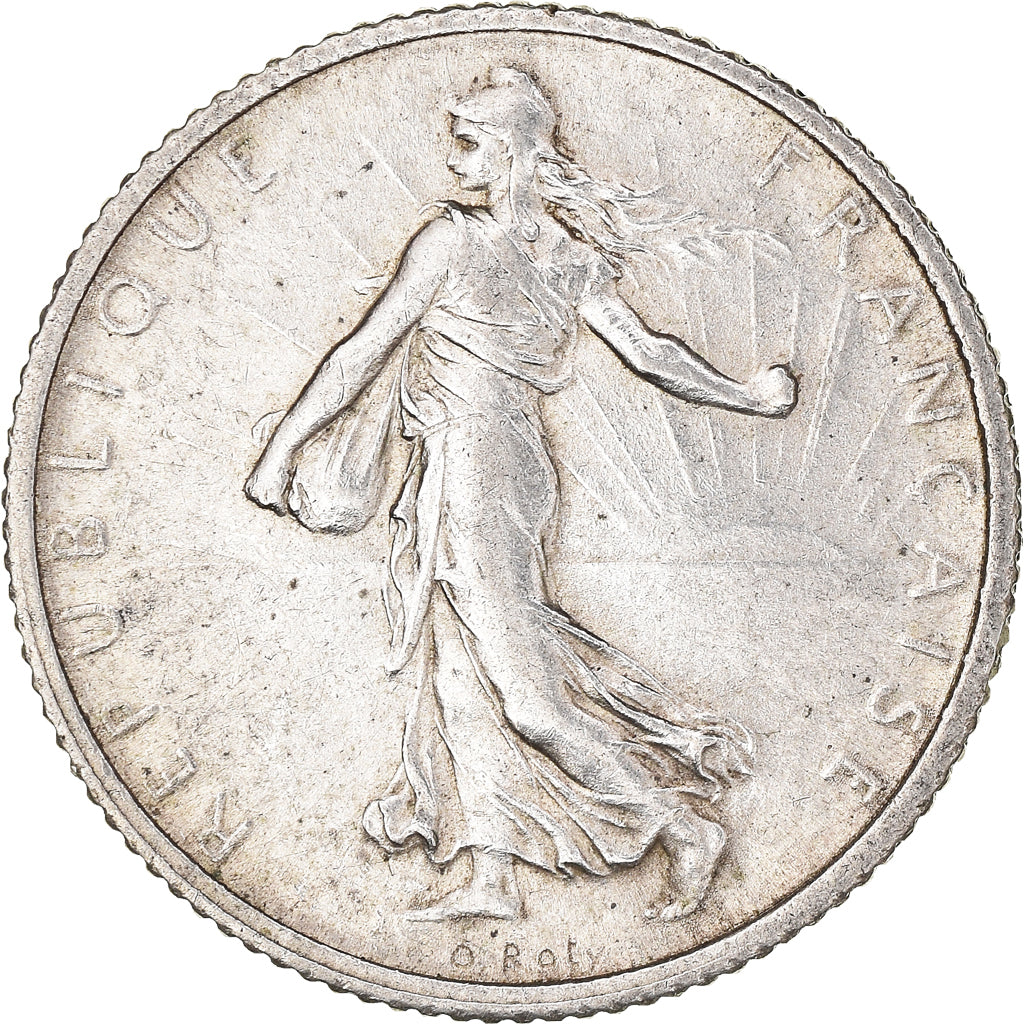 Coin, France, Semeuse, Franc, 1917, Paris, 1 Franc, AU(50-53), Silver, KM:844.1