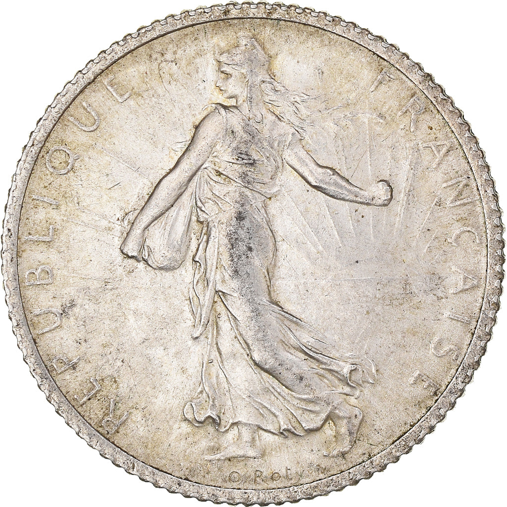Coin, France, Semeuse, Franc, 1917, Paris, 1 Franc, AU(50-53), Silver, KM:844.1
