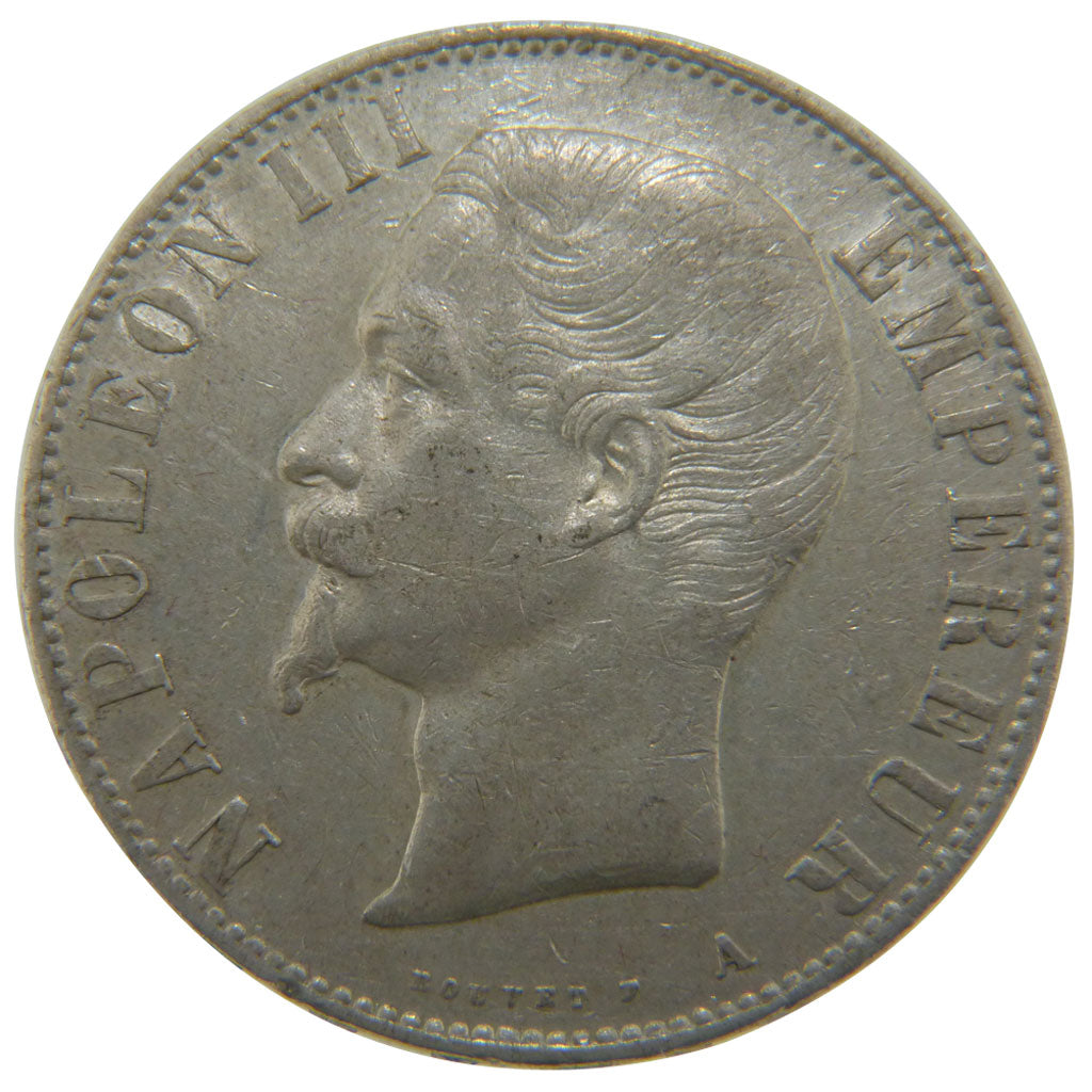 FRANCE, 5 Francs, 1856, Paris, EF(40-45), Silver, Gadoury #734, 25.00