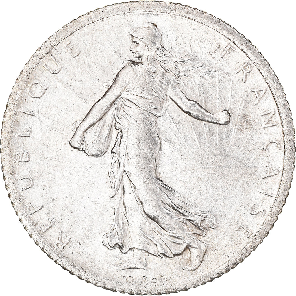 Moeda, França, Semeuse, Franc, 1917, Paris, 1 Franc, AU(50-53), Prata