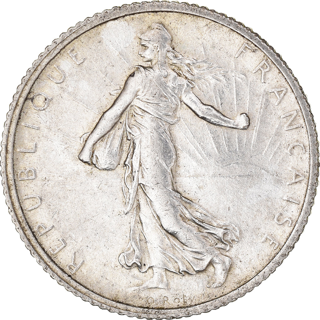 Moneta, Francia, Semeuse, Franc, 1917, Paris, 1 Franc, BB+, Argento, KM:844.1