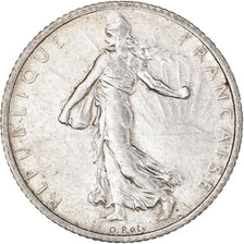 Coin, France, Semeuse, Franc, 1917, Paris, 1 Franc, AU(50-53), Silver, KM:844.1