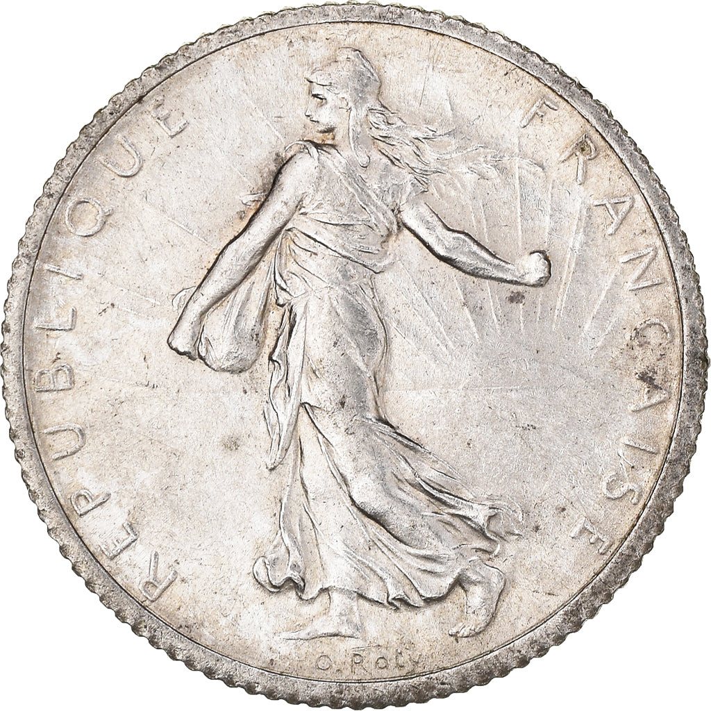 Coin, France, Semeuse, Franc, 1918, Paris, 1 Franc, AU(50-53), Silver, KM:844.1