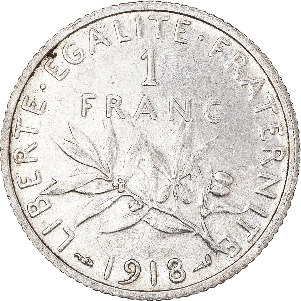 Monnaie, France, Semeuse, Franc, 1918, Paris, 1 Franc, SUP, Argent, Gadoury:467