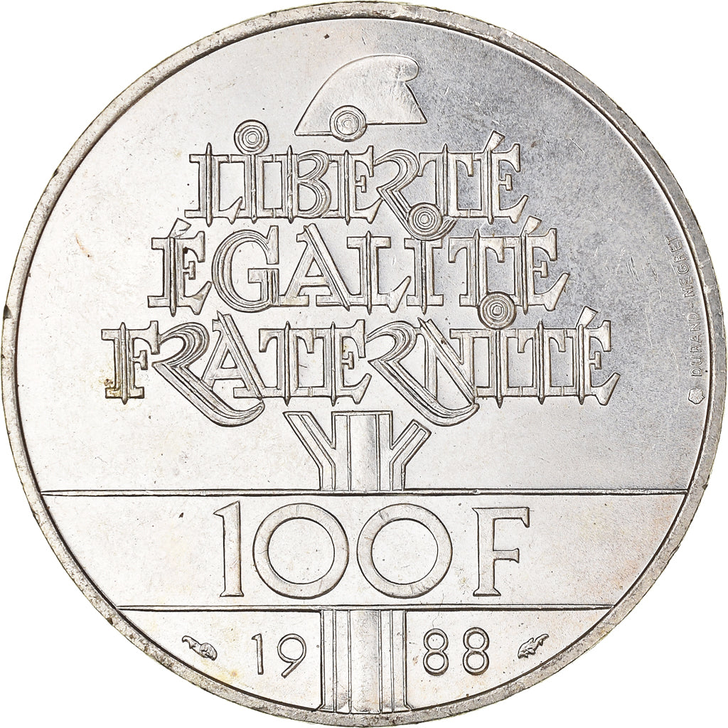 Monnaie, France, Fraternité, 100 Francs, 1988, Paris, SUP, Argent, Gadoury:903