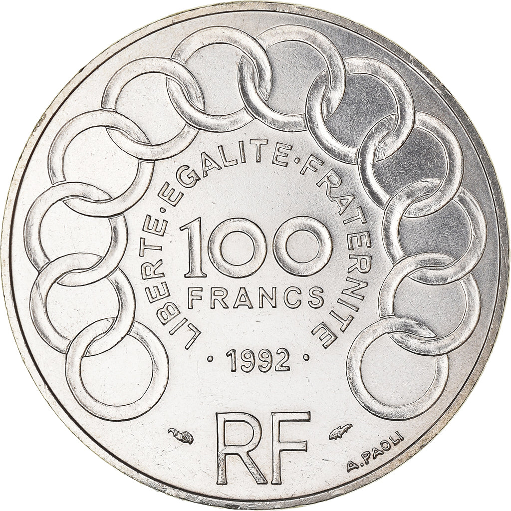 Moneta, Francia, Jean Monnet, 100 Francs, 1992, SPL-, Argento, KM:1120