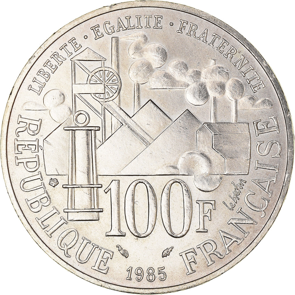 Moneta, Francja, Germinal, 100 Francs, 1985, AU(55-58), Srebro, KM:957